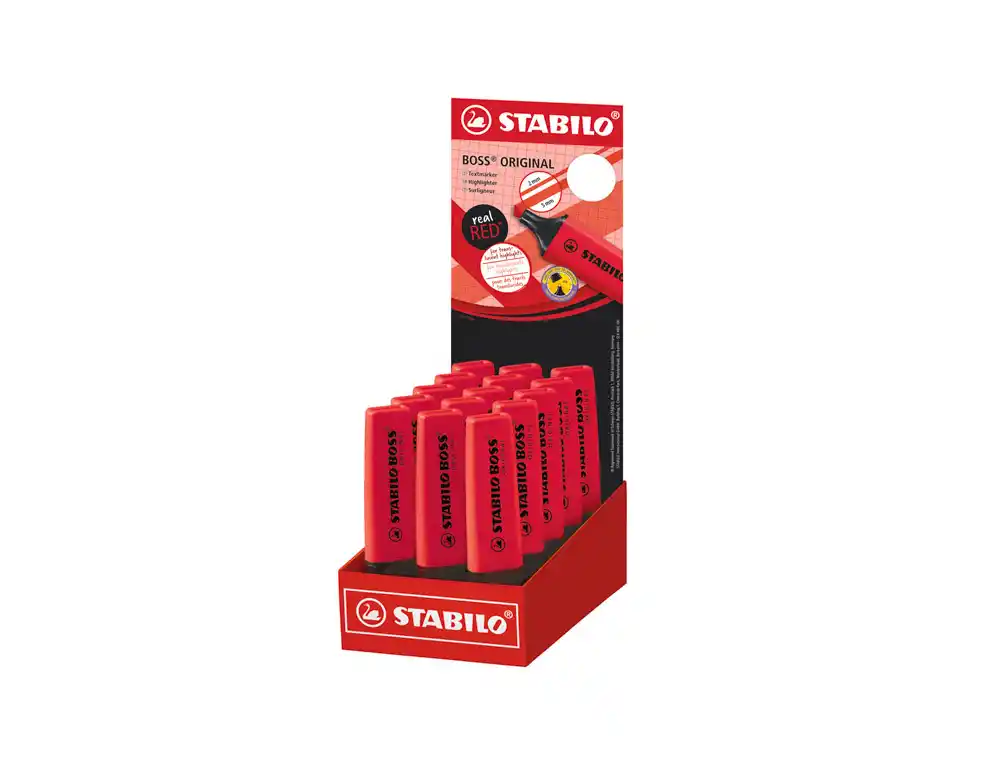 [175268] Rotulador stabilo boss fluorescente 70 rojo real expositor de 15 unidades