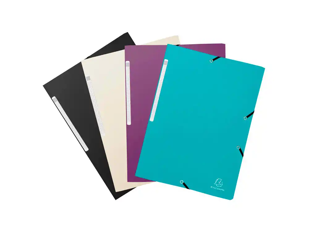 [175254] Carpeta exacompta gomas polipropileno titanio reciclado tres solapas din a4 pack de 4 unidades colores