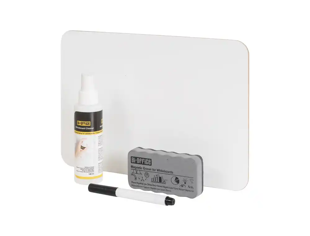 [175206] Set escolar bi-office 35 pizarra blanca melamina doble cara a4 + 35 borradores + 35 rotuladores + 1 spray