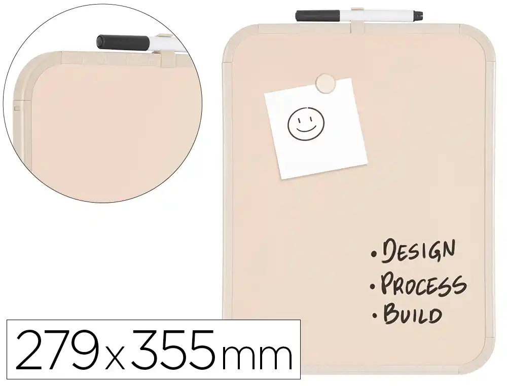 [175195] Pizarra blanca bi-office easy magnetica con rotulador color beige 279x355 mm
