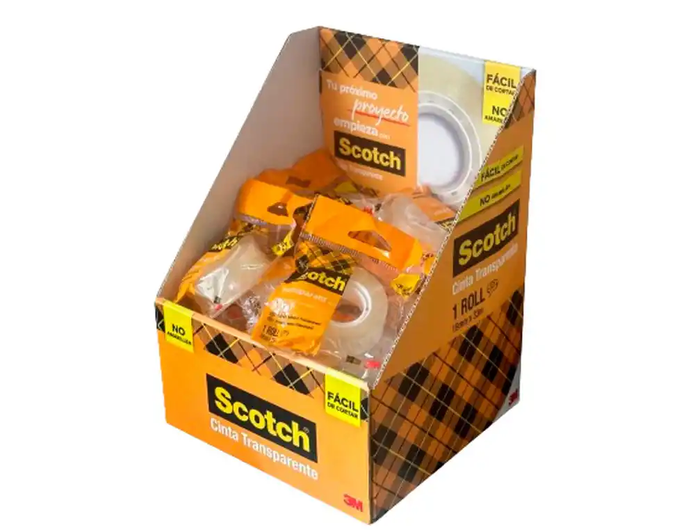 [175166] Cinta adhesiva scotch 508 transparente 33x19 mm facil de cortar expositor de 48 unidades