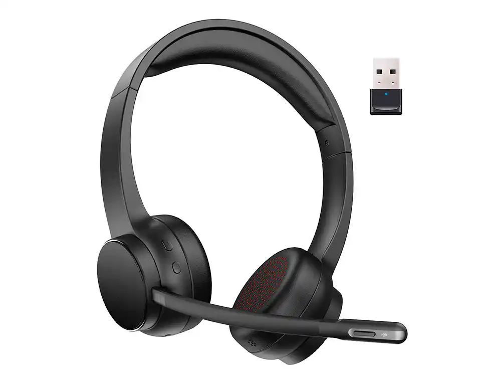 [175102] Auricular q-connect inalambrico diadema con microfono flexible y boton de bluetooth usb color negro