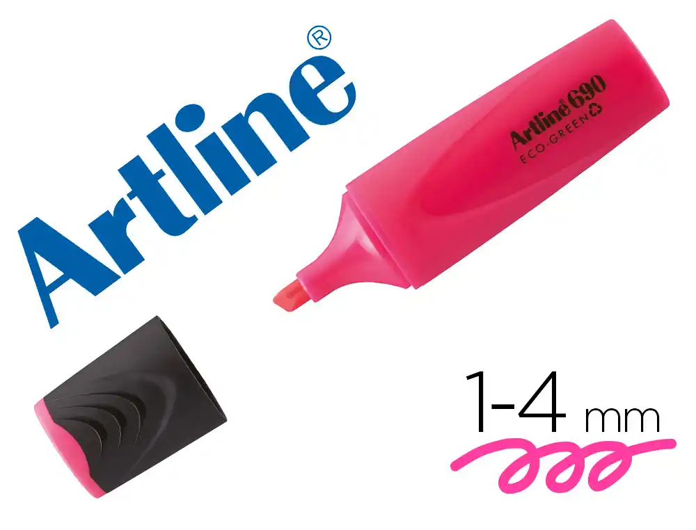 [174741] Rotulador artline fluorescente ek-690 eco green punta biselada 1-4 mm rosa