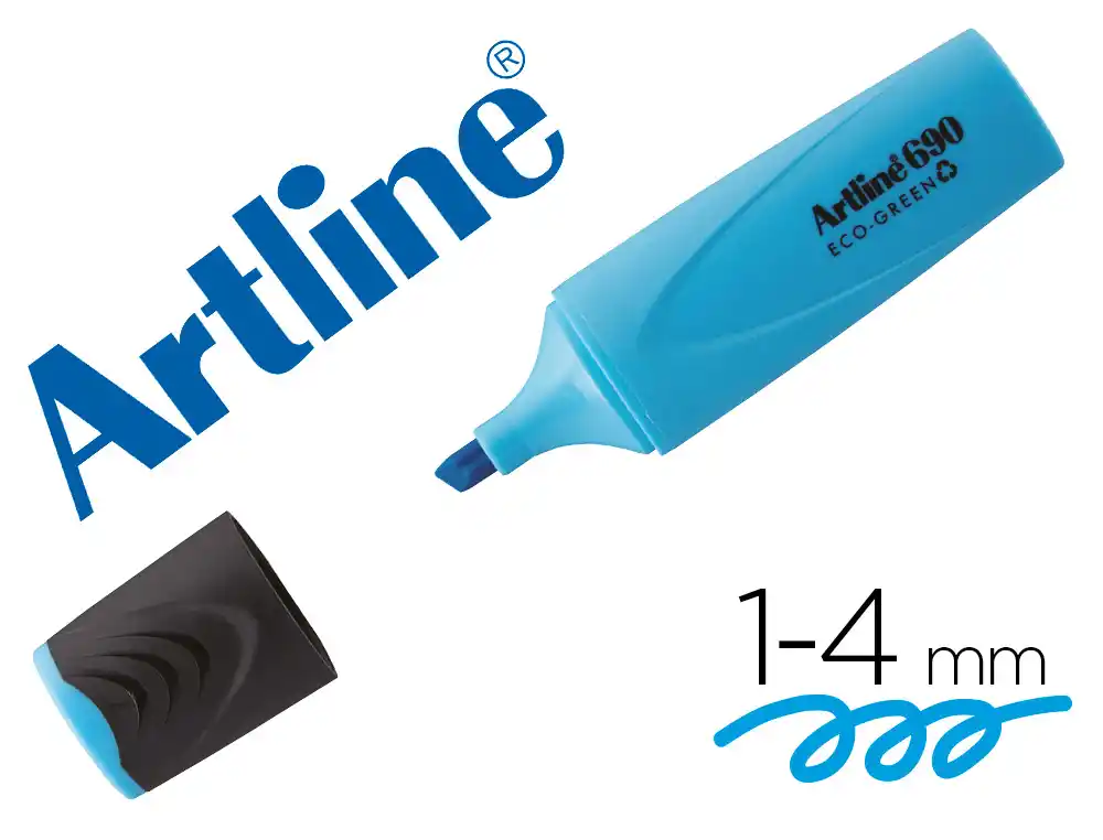 [174739] Rotulador artline fluorescente ek-690 eco green punta biselada 1-4 mm azul