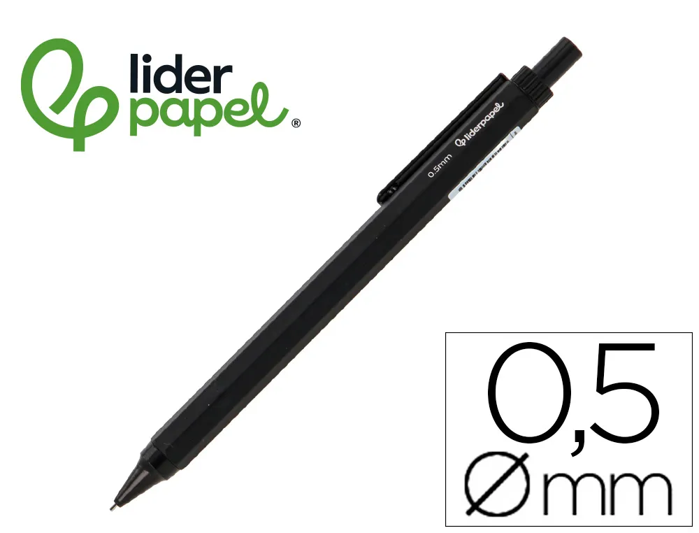 [174731] Portaminas liderpapel coleccion 5 con clip y goma punta 0.5 mm negro