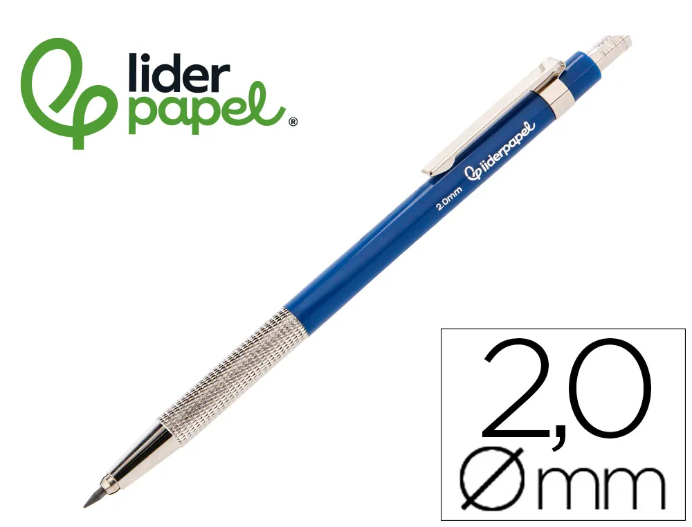 [174730] Portaminas liderpapel coleccion 4 con clip y sacapuntas 2 mm azul