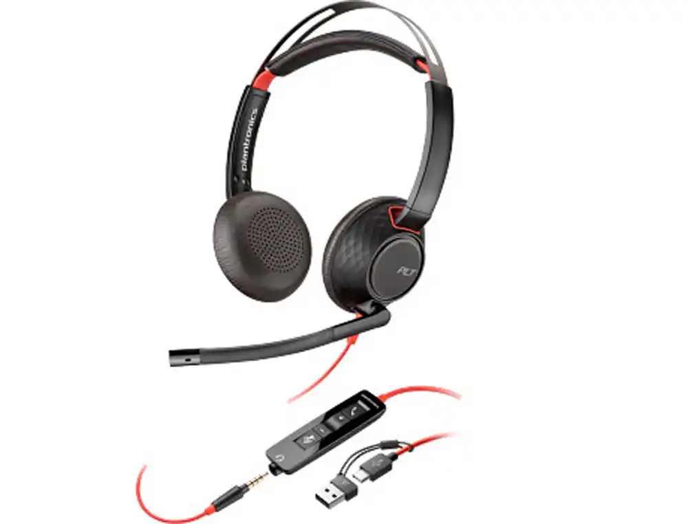 [174655] Auriculares poly con cable blackwire 5220 usb-c conexion 3,5 mm adaptador usb-c/a