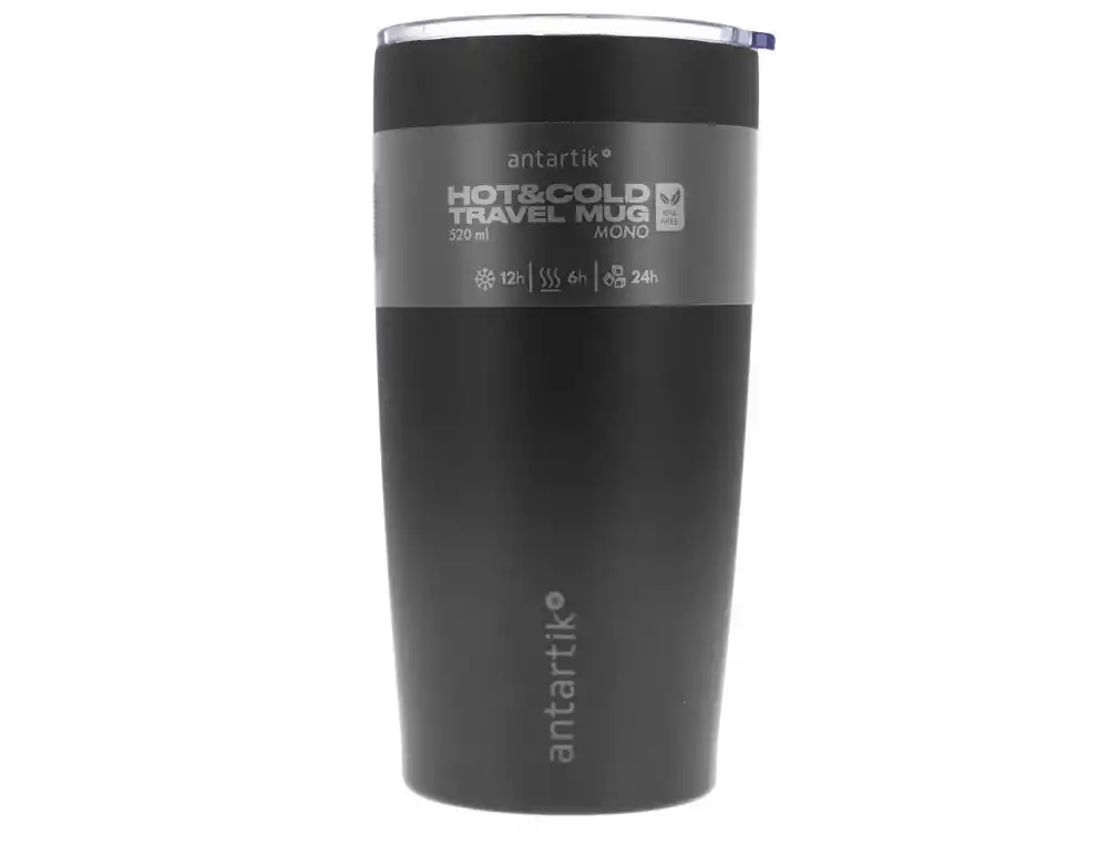 Vaso termico antartik mono tapa hermetica acero inoxidable libre de bpa negro 520 ml