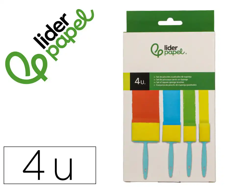 [174592] Esponja manualidades liderpapel goma foam pincel cuadrado 25/40/50/75 mm caja de 4 unidades