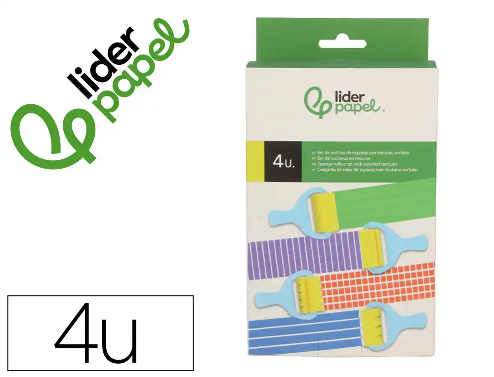 Esponja manualidades liderpapel rodillo con texturas goma foam caja con 4 unidades
