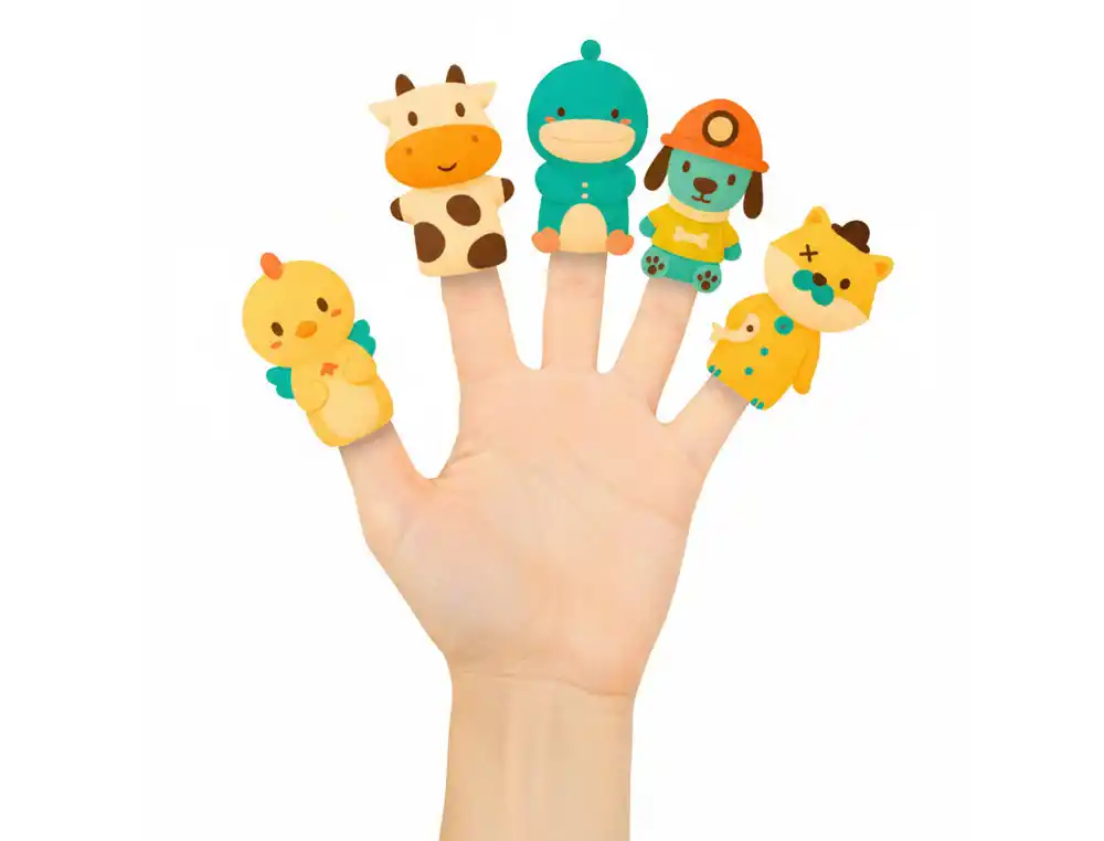[174582] Marionetas de dedos imaginovo tiny tales pvc animales fantasia blister de 5 unidades surtidas