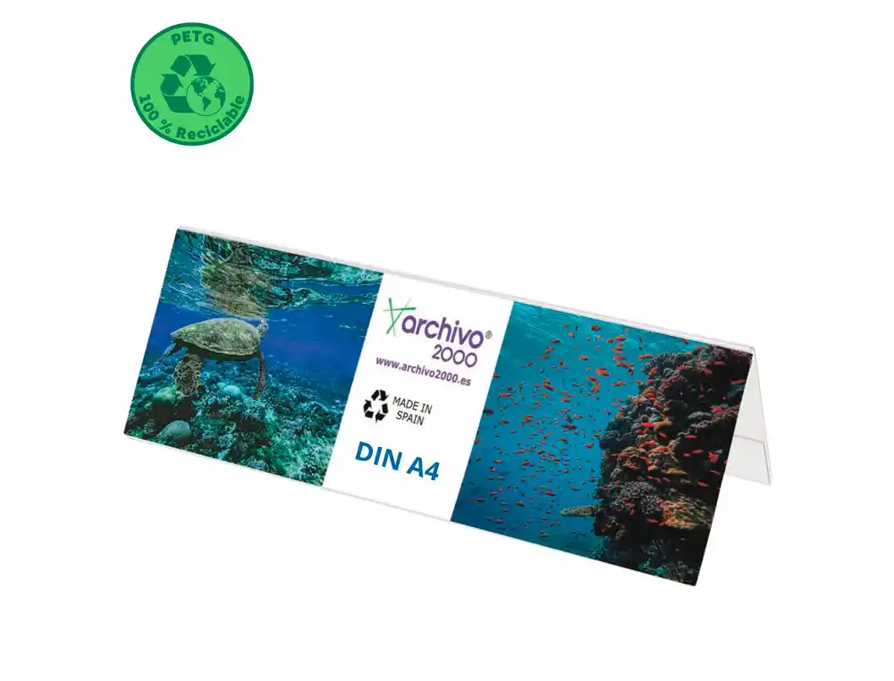 [174547] Identificador sobremesa archivo 2000 petg flexible visibilidad doble cara din a4 85x300x100 mm