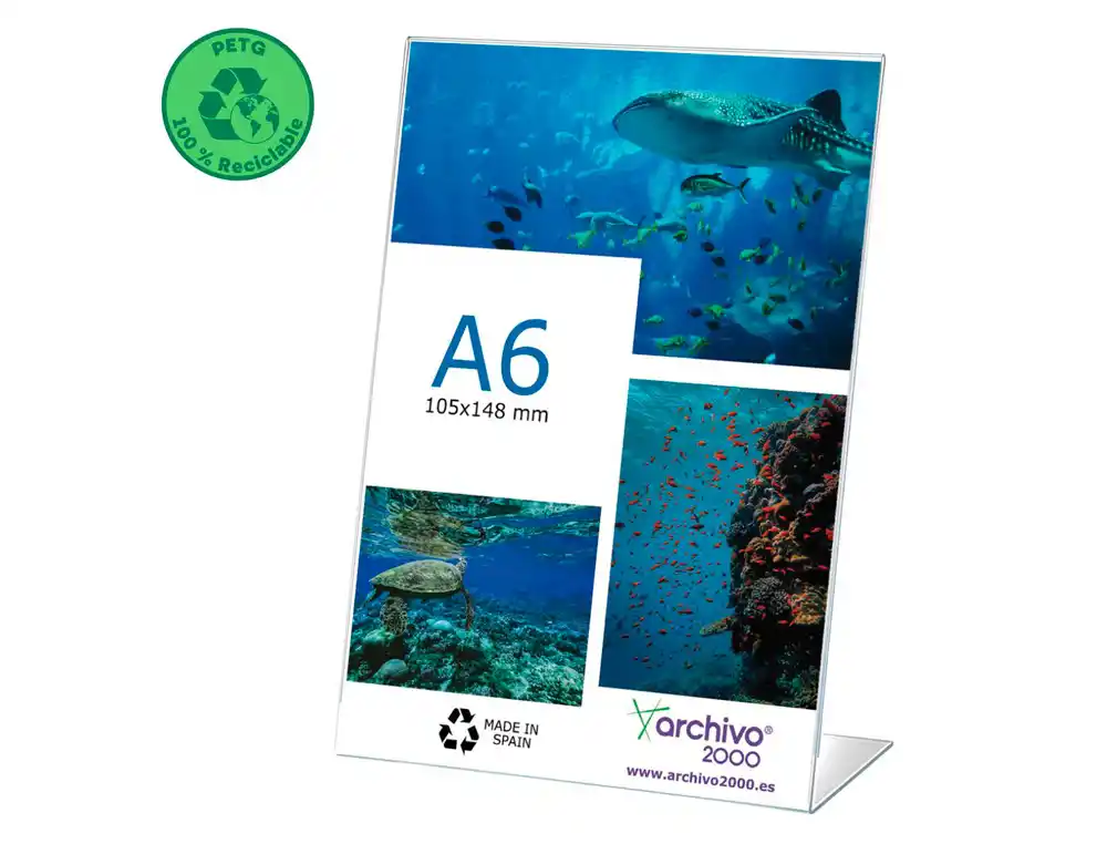 [174544] Expositor sobremesa archivo 2000 petg flexible en forma de l din a6 vertical 45x105x150 mm