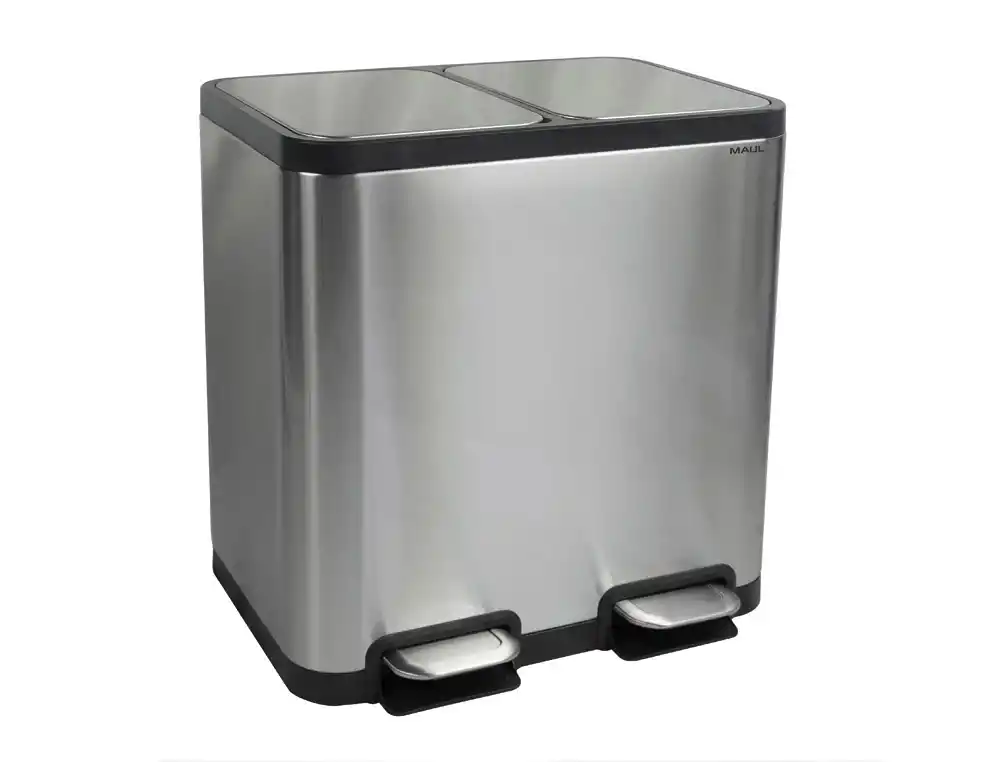 [174503] Papelera metalica maul cycle acero inoxidable con pedal 20+20 litros