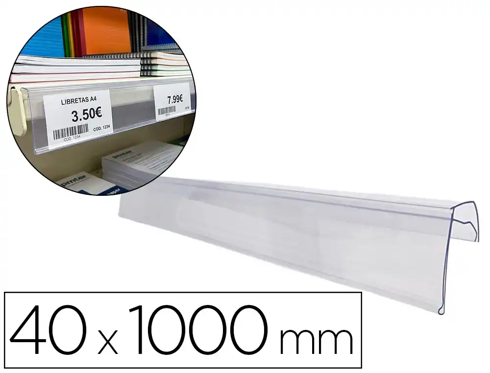 [174458] Soporte portaprecios q-connect para estanteria etiqueta 40x1000 mm transparente