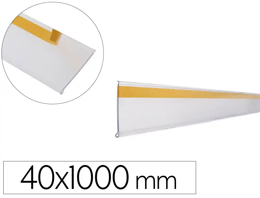 [174457] Soporte portaprecios q-connect adhesivo para estanteria etiqueta 40x1000 mm semi-transparente