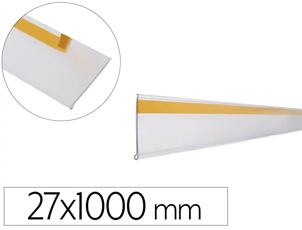 [174456] Soporte portaprecios q-connect adhesivo para estanteria etiqueta 27x1000 mm semi-transparente