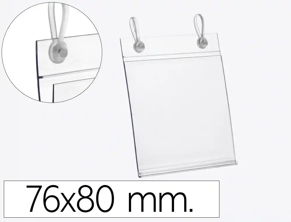 [174455] Soporte portaprecios q-connect con 2 taladros y clip para cesta metalica etiqueta 76x80 mm