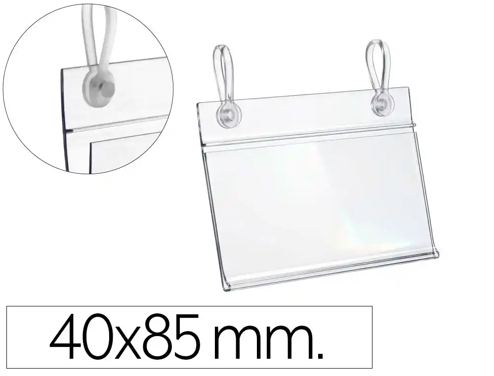 [174454] Soporte portaprecios q-connect con 2 taladros y clip para cesta metalica etiqueta 40x85 mm