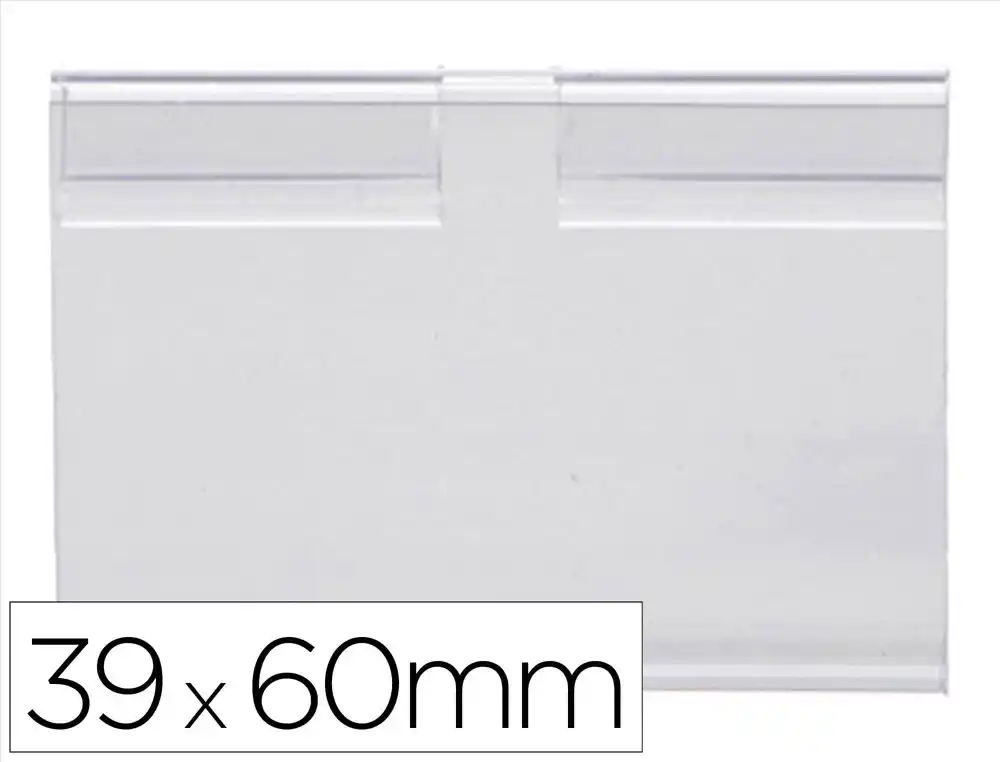 [174453] Soporte portaprecios q-connect para ganchos en t etiqueta 39x60mm transparente