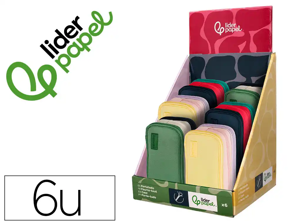 [174451] Estuche portatodo liderpapel funky 3 cremalleras con aperturas laterales 220x100x65 mm