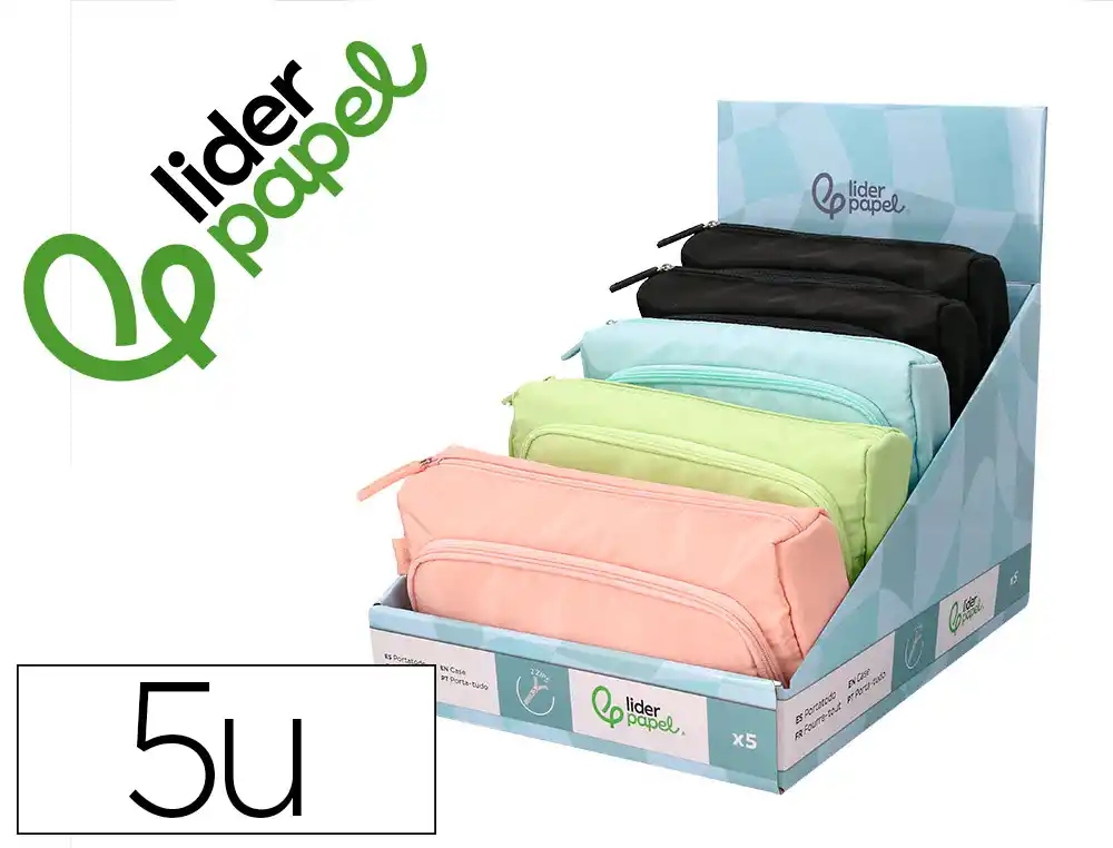 [174450] Estuche portatodo liderpapel minibag 2 cremalleras con bolsillo interior 210x100x70 mm