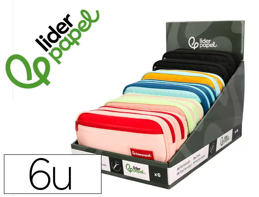 [174447] Estuche portatodo liderpapel duo 2 cremalleras con bolsillo frontal 220x90x50 mm