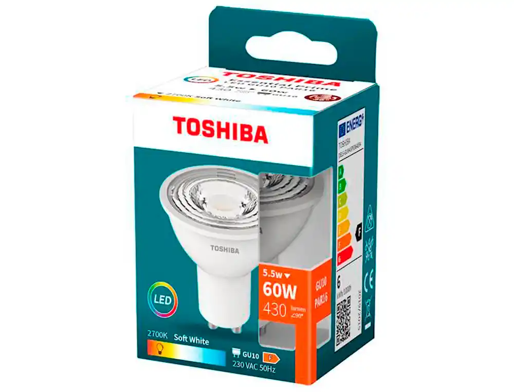 [174415] Foco led toshiba essential gu10 5.5w luz calida 2700k