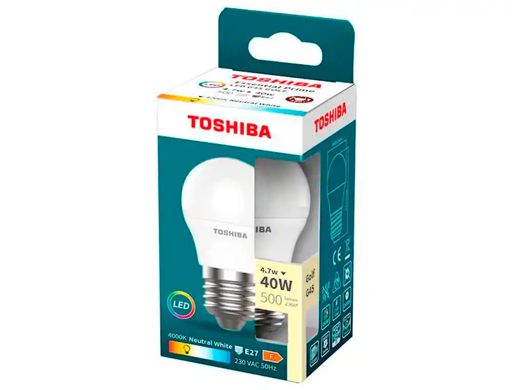 [174411] Bombilla led toshiba essential g45 e27 4.7w luz neutra 4000k