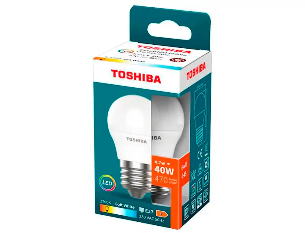 [174409] Bombilla led toshiba essential g45 e27 4.7w luz calida 2700k
