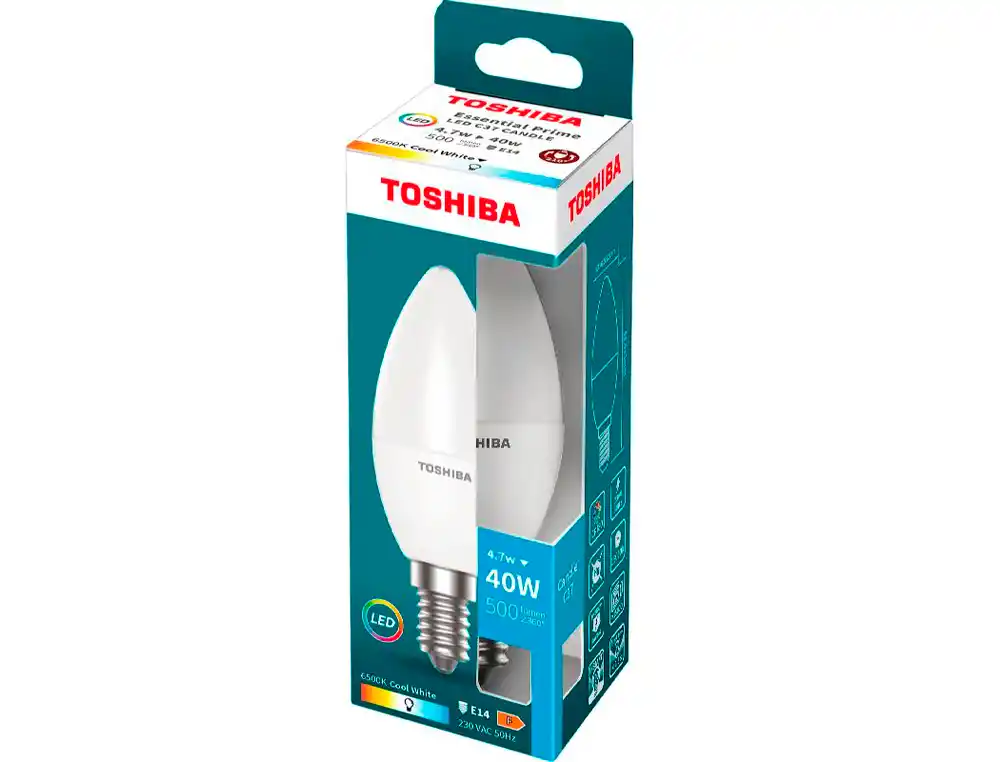 [174407] Bombilla led toshiba essential c37 e14 4.7w luz fria 6500k