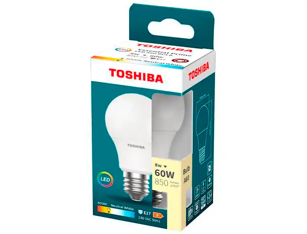 [174405] Bombilla led toshiba essential a60 e27 8w luz neutra 4000k