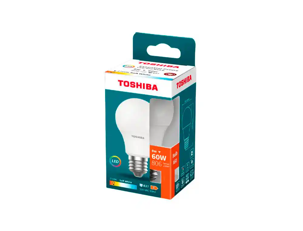 [174403] Bombilla led toshiba essential a60 e27 8w luz calida 2700k