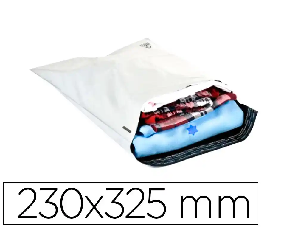 [174348] Sobre q-connect de plastico bolsa para envios 100% recicladas con autocierre color blanco 230x325 mm