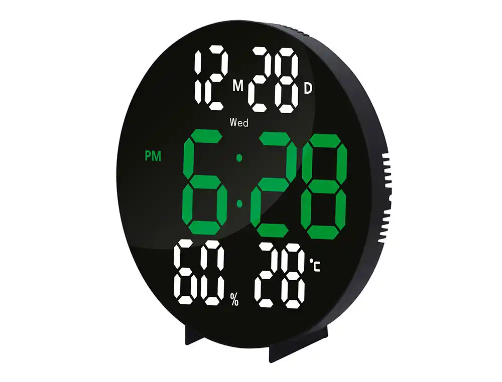 [174341] Reloj q-connect digital de pared digital con alarma redondo 27 cm