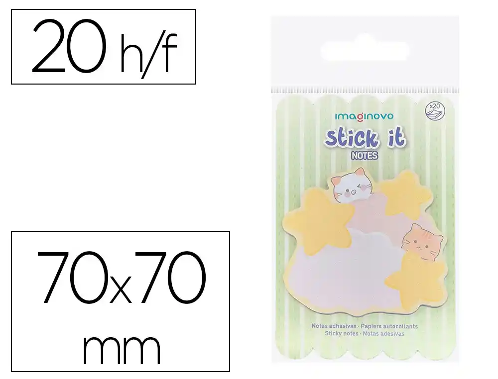 [174280] Bloc notas adhesivas imaginovo meow 20 hojas nubes 70x70 mm