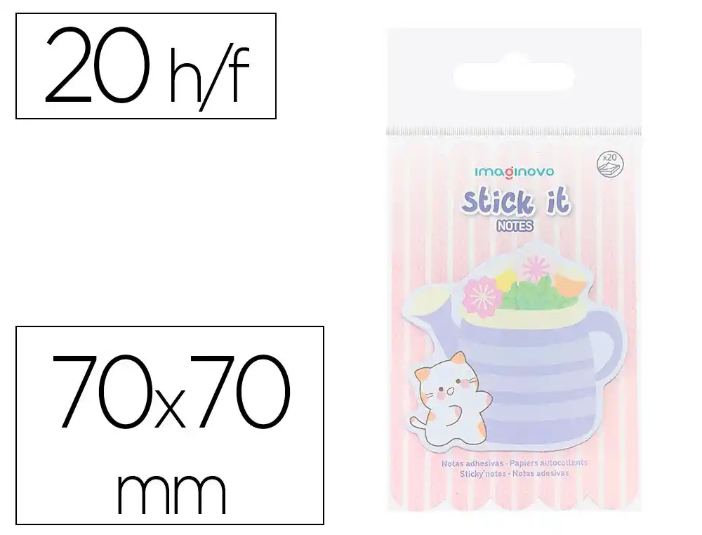 [174279] Bloc notas adhesivas imaginovo meow 20 hojas florero 70x70 mm