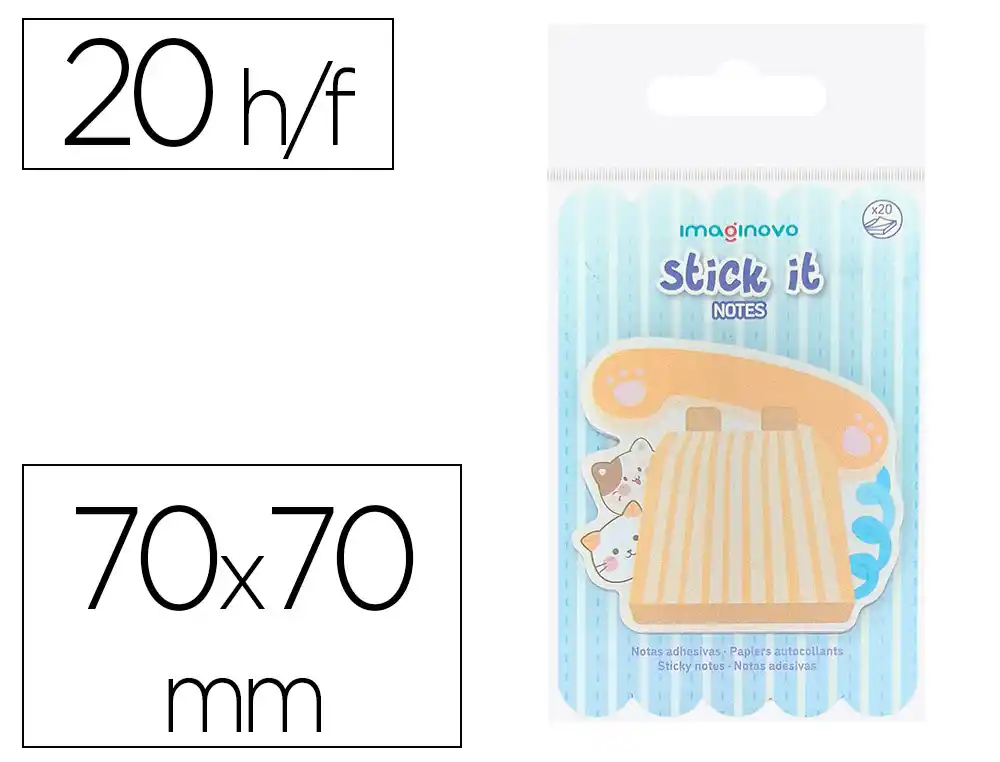 [174277] Bloc notas adhesivas imaginovo meow 20 hojas telefono 70x70 mm