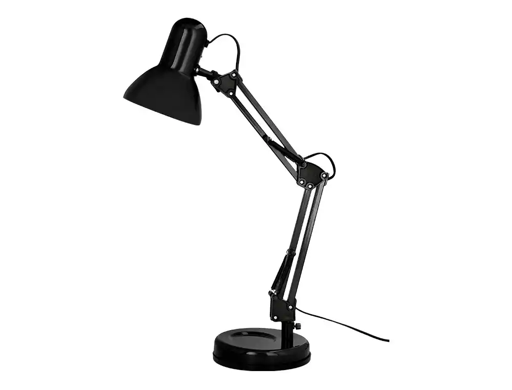 [174162] Lampara de escritorio q-connect polaris metalica con interruptor brazo doble tres articulaciones color negro