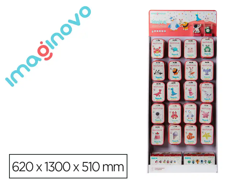 Expositor pasta para modelar imaginovo de secado al aire set de colores con 20 ganchos 64 unidades 620x1300x500 mm