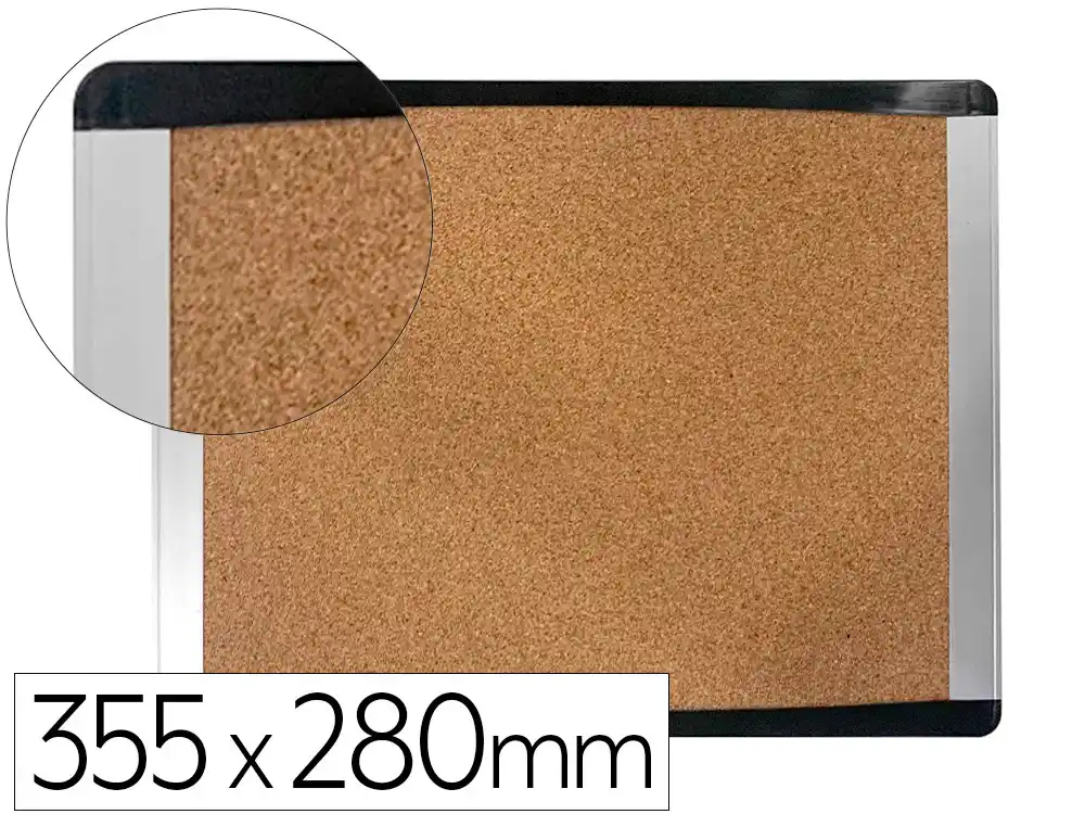 [173912] Pizarra corcho bi-office inka reciclado marco de aluminio y laterales plastico negro 355x280 mm