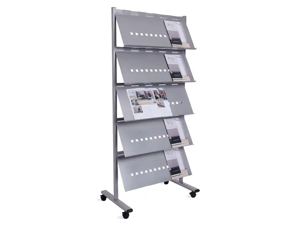 [173815] Separador movil rocada estructura metalica de acero con 5 bandejas incluidas ruedas con frenos 82x185x49