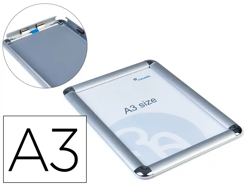 [173811] Marco porta anuncios rocada clip din a3 marco de aluminio anodizado 29,7x42 cm