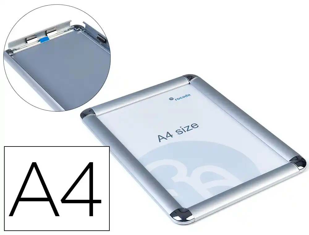 [173810] Marco porta anuncios rocada clip din a4 marco de aluminio anodizado 21x29,7 cm