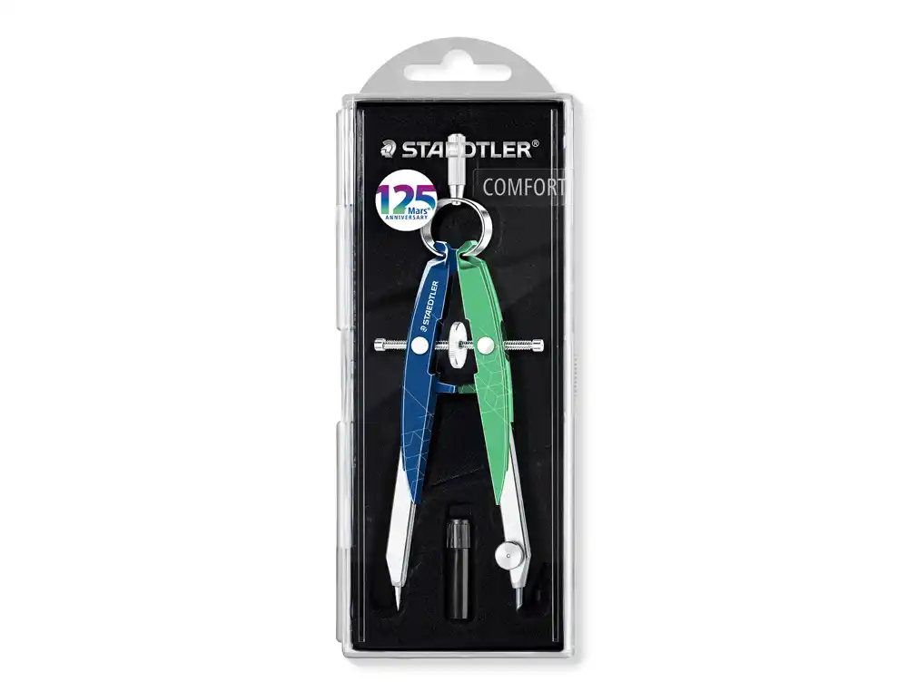 [173797] Compas staedtler micrometrico mars 556 azul/verde con husillo y rueda central