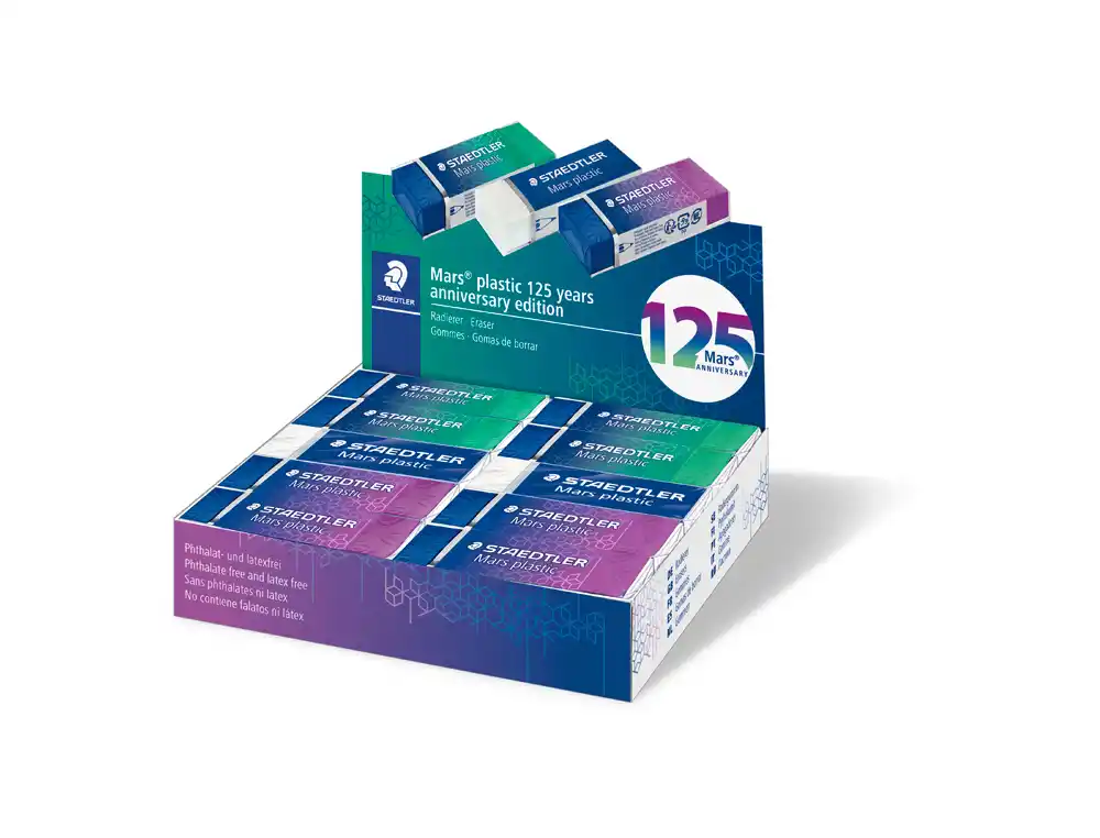 [173795] Goma de borrar staedtler mars plastic 125 aniversario 526/50 caja de 20 unidades