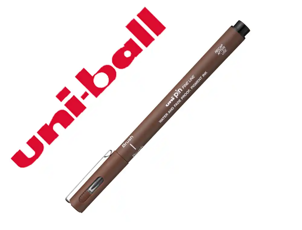 [173668] Rotulador uniball pin br-200 punta de pincel fino sepia