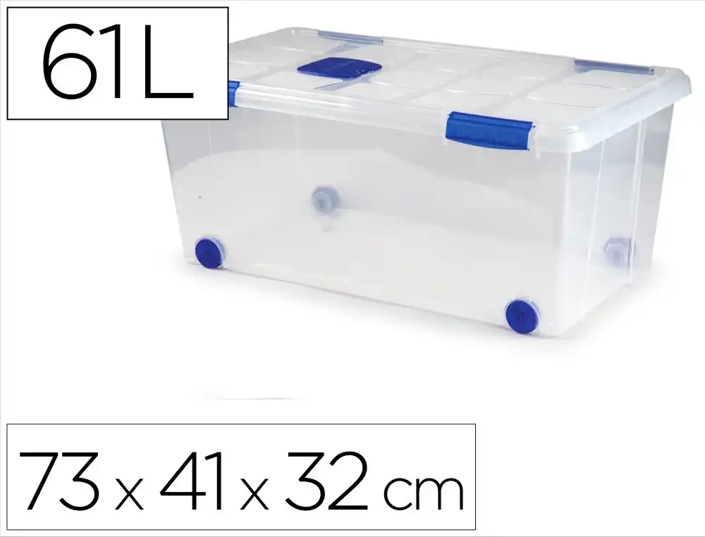 [173396] Contenedor plastico plasticforte n 7 transparente con tapa 61l 73x41x32 cm