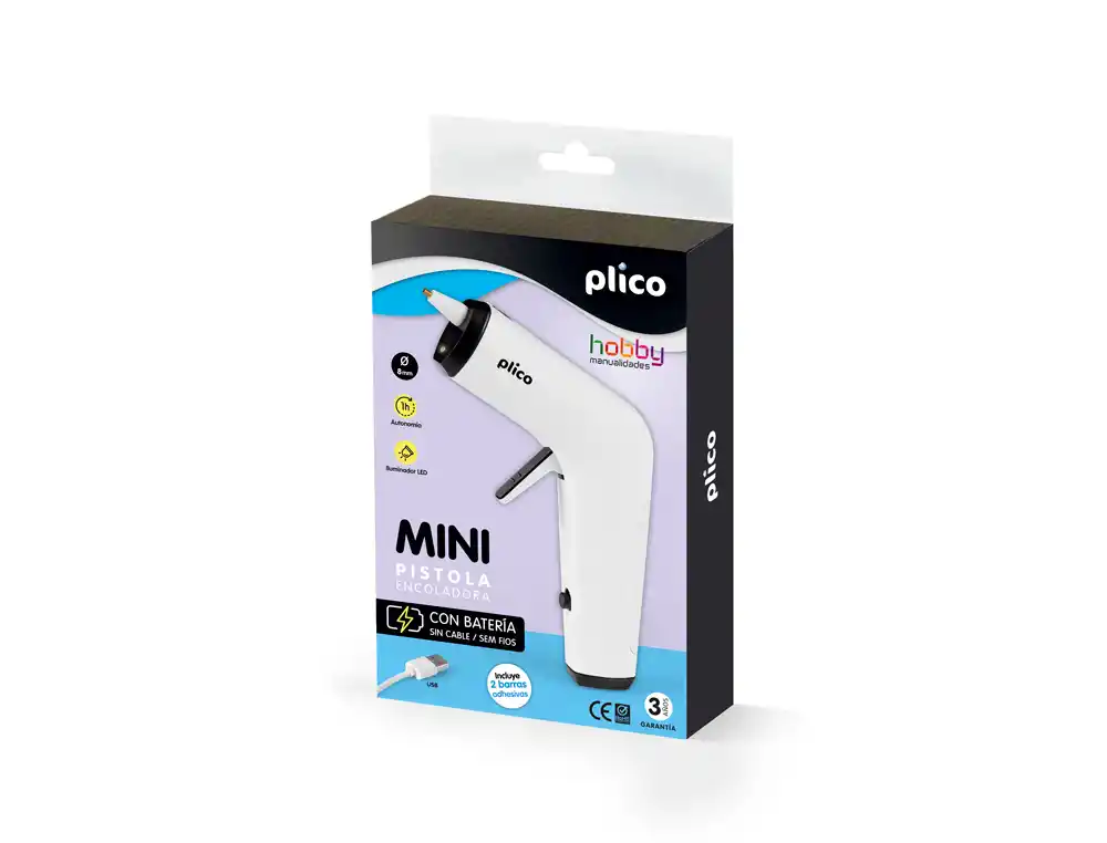 [173346] Pistola de silicona caliente plico mini con bateria