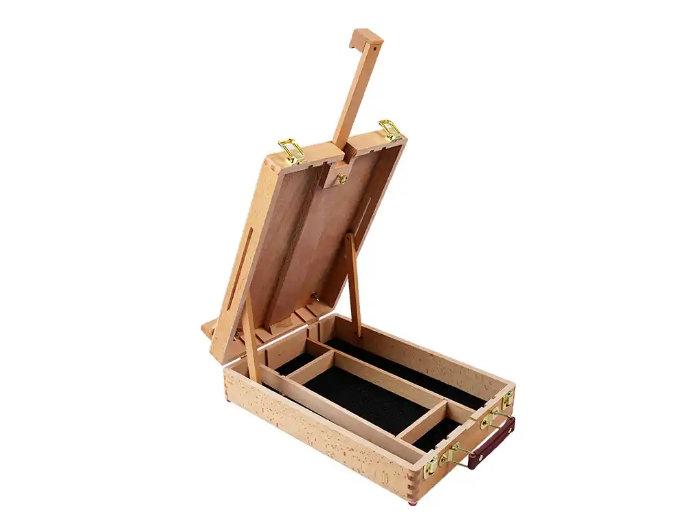 [173114] Caballete pintor de sobremesa liderpapel madera de haya barnizado con maletin 39x26x13cm certificado fsc